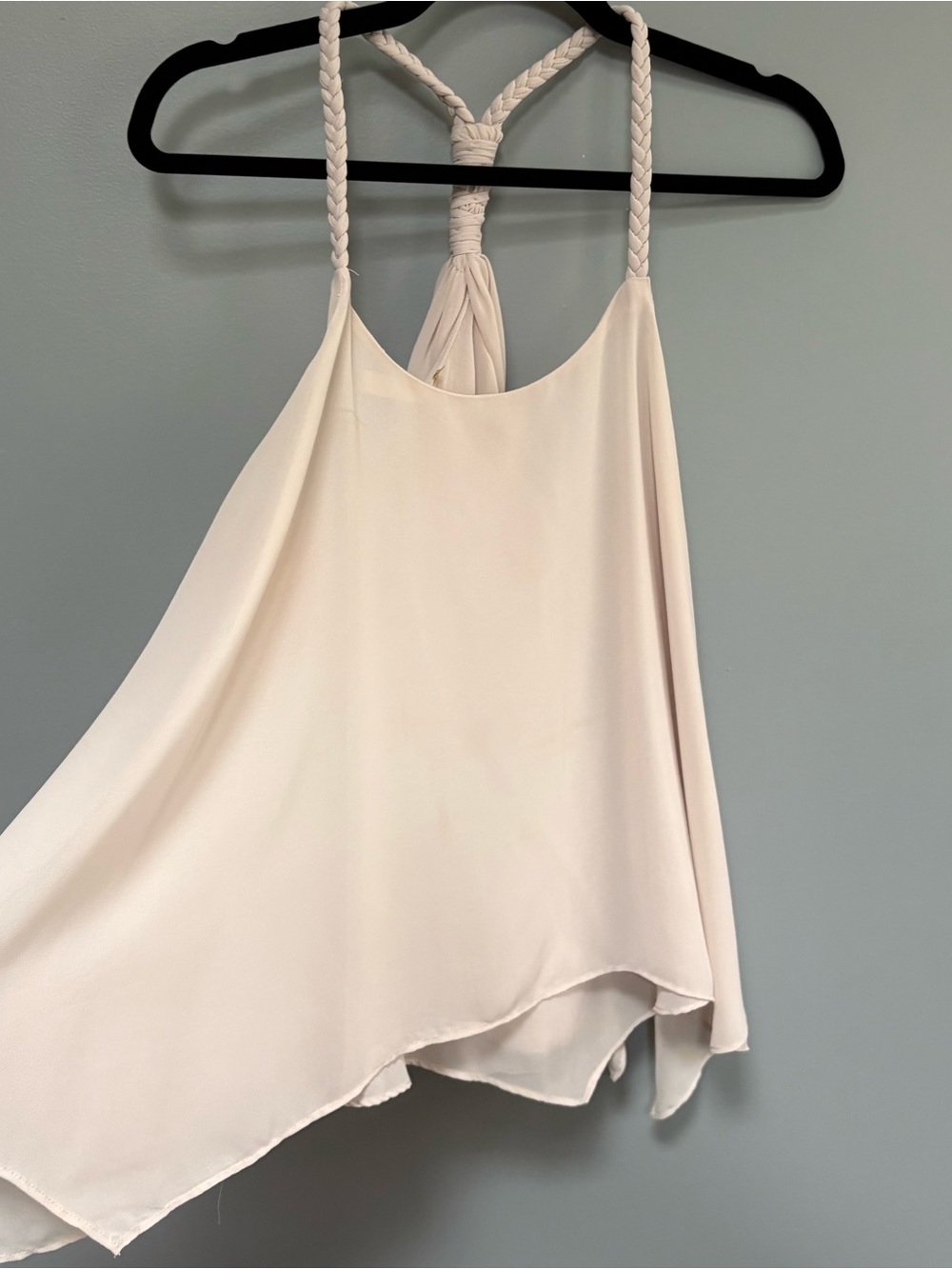 Elan Cream Off White Braided-Strap Flowy Classic Neutral Tank Top Size M